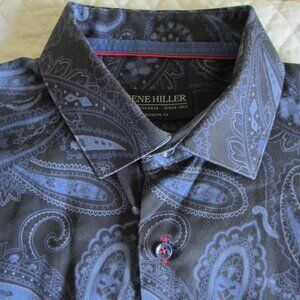 GENE HILLER Blue Paisley Long Sleeve Button Shirt – Men’s Large